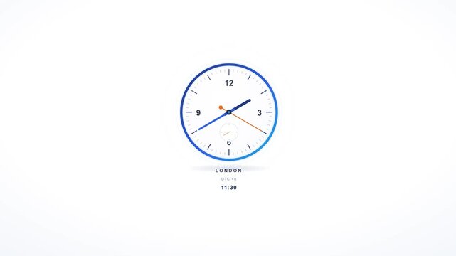Multiple Animated Clocks Displaying Global World Time Zones