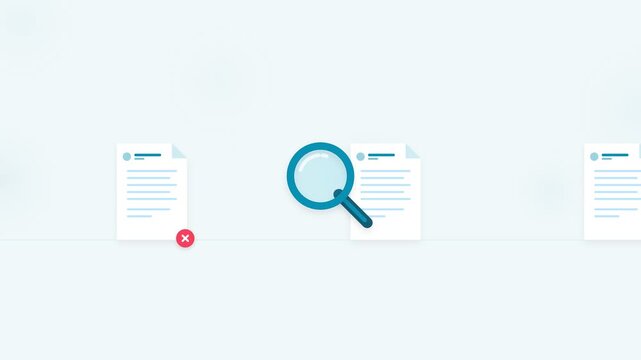 Magnifying glass scanning document for data verification and error analysis