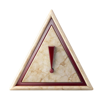 Realistic triangular warning sign with exclamation mark isolated on transparent background