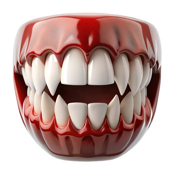 Realistic vampire teeth with gums isolated on transparent background