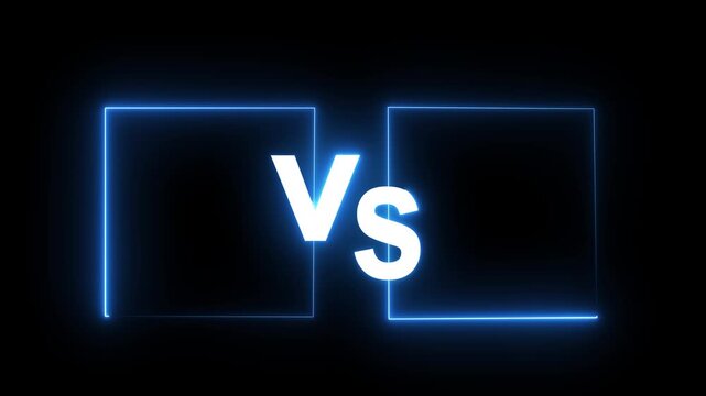 glowing Neon versus icon animation glowing letter vs v and s sport challenge team fight competition sign symbol icon animation