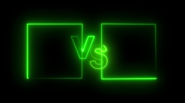 glowing Neon versus icon animation glowing letter vs v and s sport challenge team fight competition sign symbol icon animation