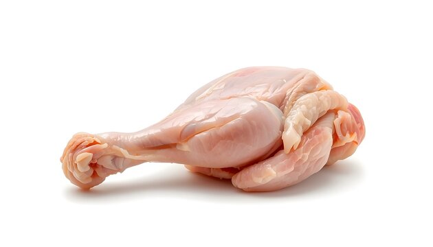 Raw chicken leg quarter isolated on white background for food photography and culinary use