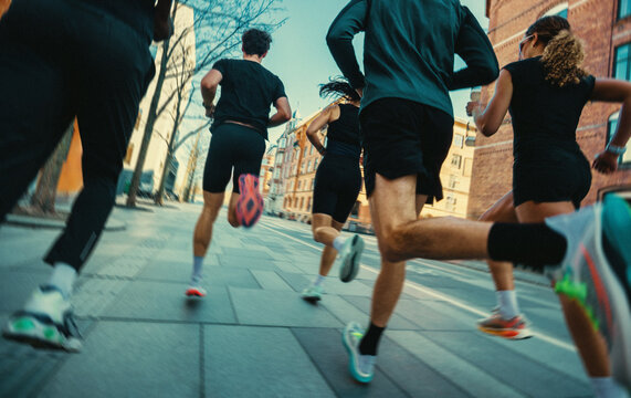 Urban running with a group creates a social workout on the city street
