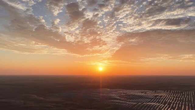 Aerial View of Utility-Scale Solar Farm with Battery Energy Storage System in Arid Desert