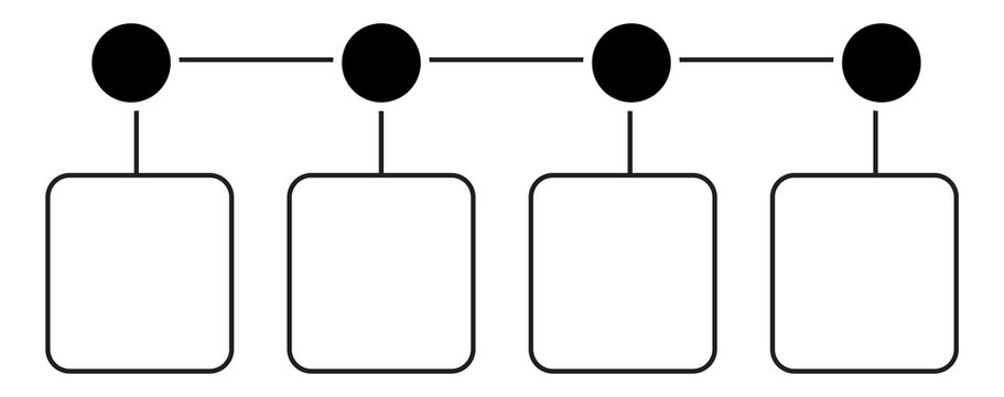 Linear process chart showing four steps connected by horizontal line and circular nodes