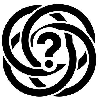 Abstract circular swirl icon with a center question mark symbol question abstract