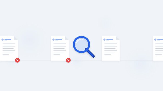 Document inspection animation showing review and verification