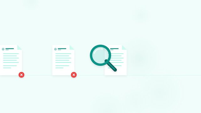 document inspection and verification process using magnifying glass icon