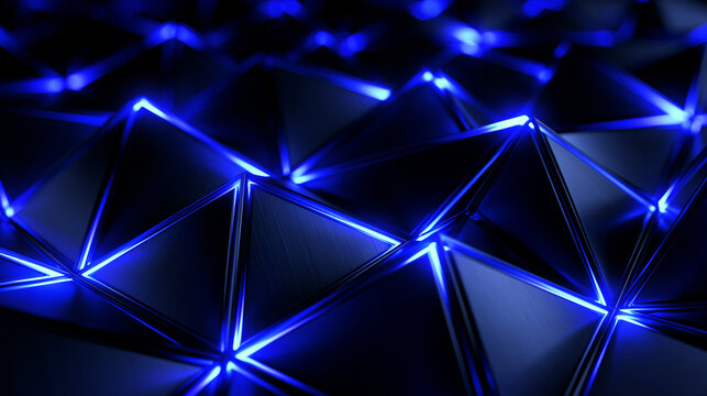 Futuristic Abstract Geometric Background with Glowing Blue Neon Edges