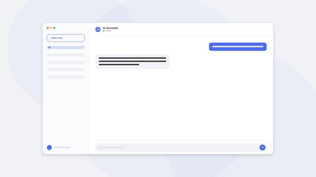 Digital chat interface mockup with automated messaging and text response bubbles