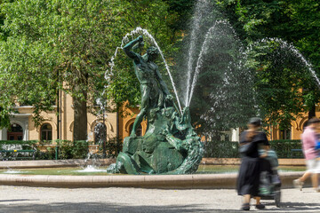 Tors fiske fountain sculpture in Mariatorget park Stockholm © photoopus