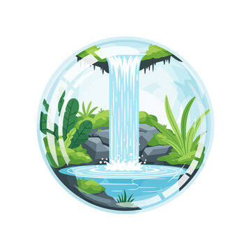 Terrarium Waterfall Ecosystem Illustration Isolated Transparent Background