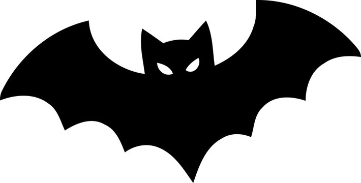 Silhouette of a bat with glowing eyes in flight during twilight isolated on transparent background
