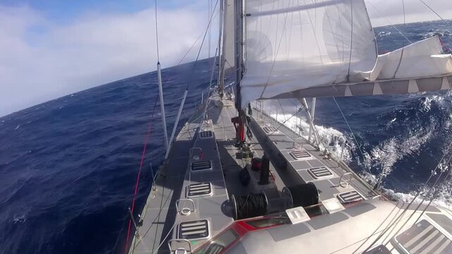 Yacht sailing in the Southern Ocean