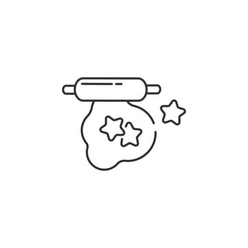 Cookie cutter linear icon. Metallic star shape. Cut dough for treat. Bakery utensils. Thin line customizable illustration. Contour symbol. Vector isolated outline drawing. Editable stroke