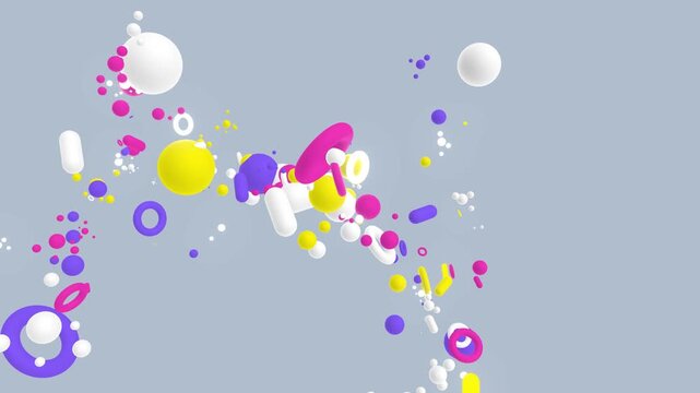 Simple fun graphic shapes flying around