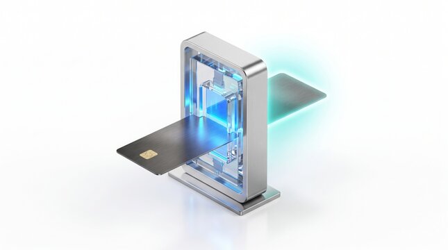 Modern card reader with glowing digital interface