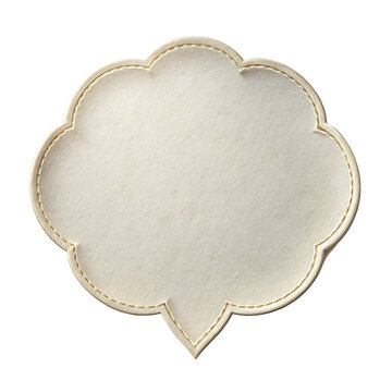 Decorative blank speech bubble with stitched border isolated on transparent background