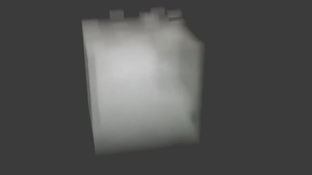 Abstract white foggy cube floating in dark background three dimensional fog