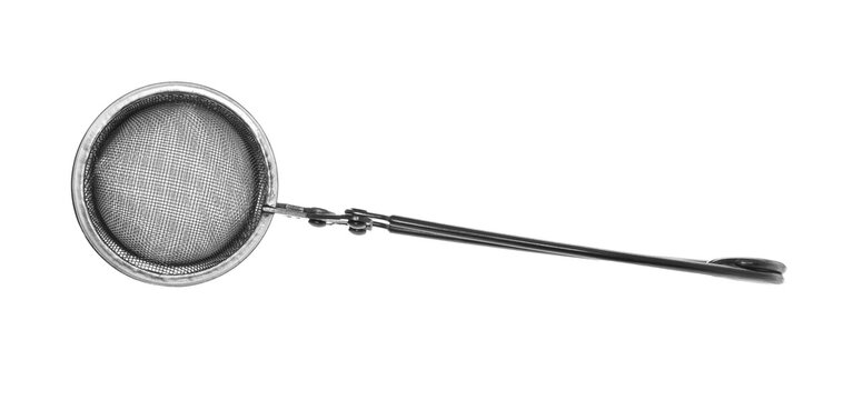 Metal tea strainer, tea infuser, tea brew mesh isolated on white isolated background, clipping path, design element