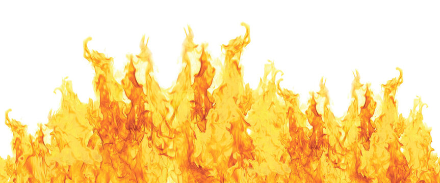 Bottom border frame of bright yellow and orange fire flames on black