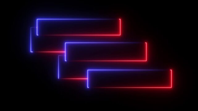 Glowing red and blue neon three frames HUD line annotation interface, system, coding, matrix signal futuristic square, dynamic Matrix Concept Background..