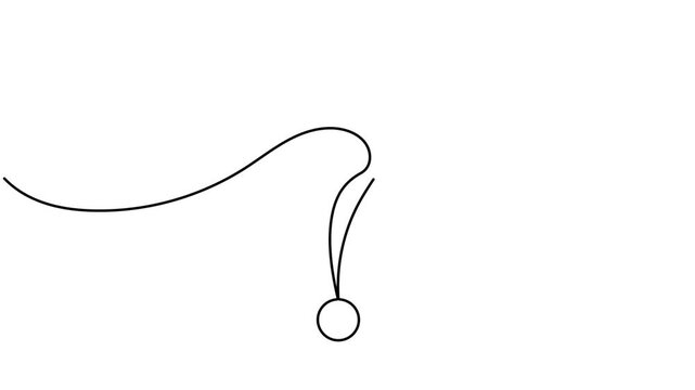 Animated question mark icon sign continuous one line drawing moving on white background minimalist single art ask and why symbol animation