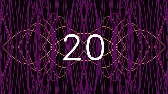Abstract purple and gold geometric pattern with number twenty