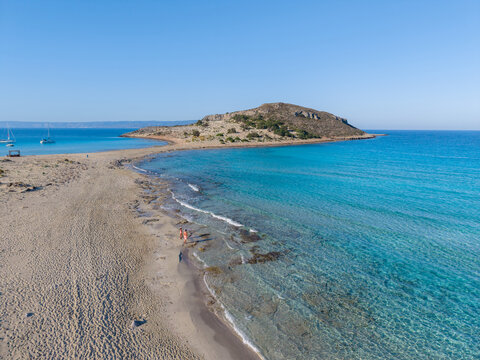 Discover the stunning beauty of Simos Beach in Elafonisos, Greece, bathed in sunlight