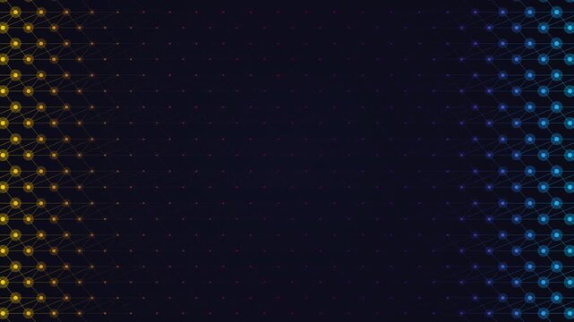 Abstract pulsing dots pattern with smooth color transition in dark ambient background for digital media