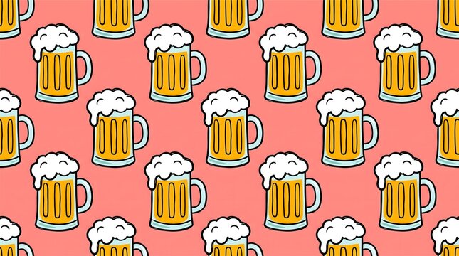 Cute beer pattern background design