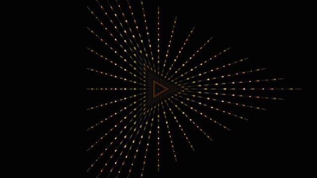 Golden Triangle Bursting with Light Particles Animation on Black Background