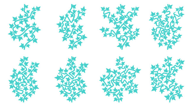 Teal Ivy Vine Climbing Plant Silhouette Vector Set for Garden Landscaping, Floral Pattern Design & Botanical Illustrations (EPS)