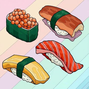 Vector set of sushi