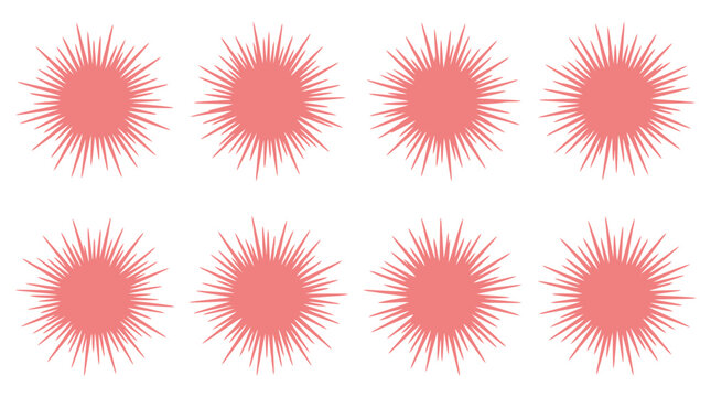 Pink Starburst Sunburst Burst Shape Vector Elements for Graphic Design, Promotional Posters & Marketing Advertisements (EPS)