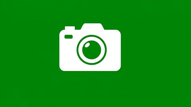 camera icon symbol isolated on green chroma key background