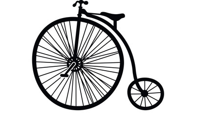 Fototapeta premium Black silhouette of vintage penny-farthing high-wheel bicycle.