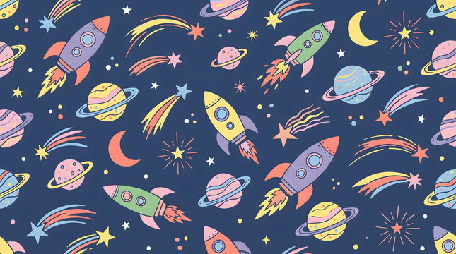 Cute space pattern background design