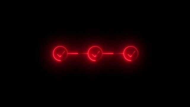 Neon Blue Process Steps Animation with Check mark Icons Option 3: animation video..