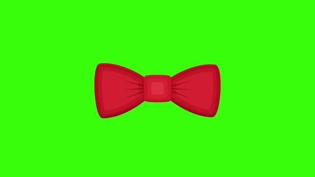 Red Bow Tie Fashion Accessory Loop Animation on Green Screen