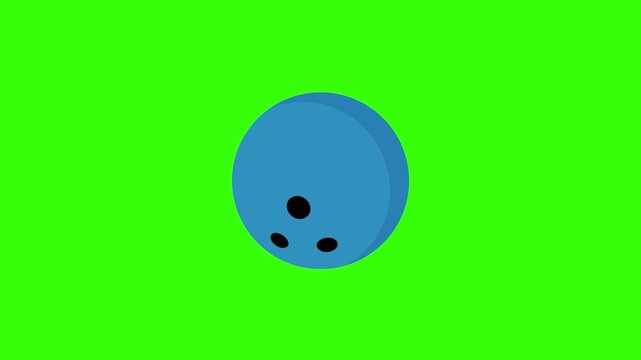 Blue Bowling Ball Rolling on Alley Lane Loop Animation on Green Screen
