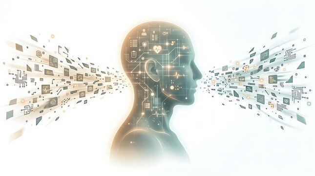 Artificial intelligence human head profile with data processing