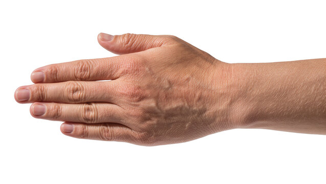 Human hand reaching out, isolated on transparent background