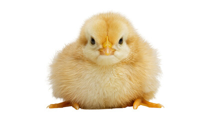 Fluffy yellow chick with orange beak, isolated on transparent background © Maria