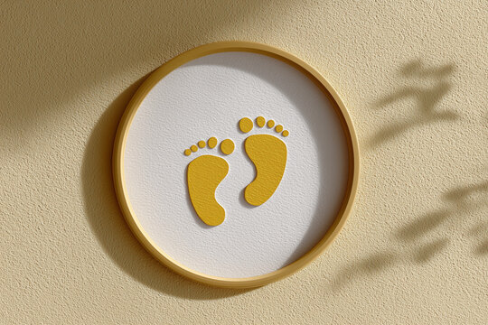 Golden Krishna footprints in a soft yellow circle with white border for festive text.
