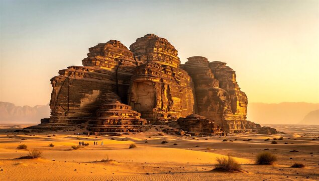 sunset at the temple in ola region in Saudi Arabia 