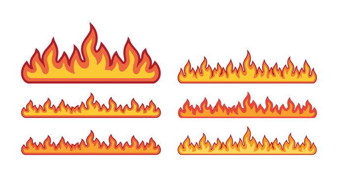 Flame shapes showcase a fiery orange and yellow vector illustration