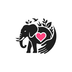 Fototapeta premium Elephant Heart Care Symbol Isolated Transparent Background