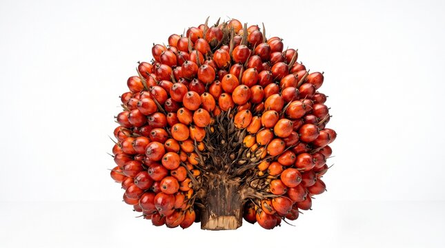 Fresh oil palm fruit bunch isolated on white background